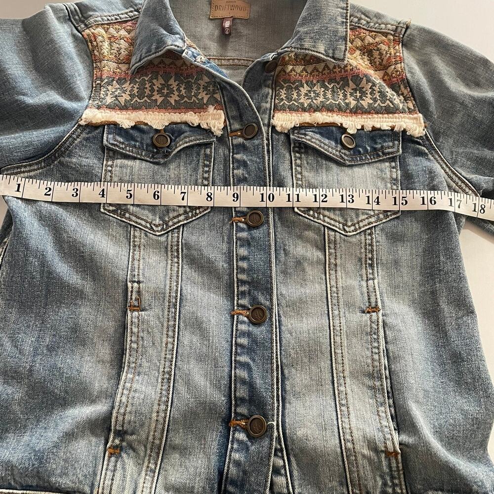 Driftwood Free People Geena Western Aztec Embroidered Tassel Denim Jacket (0256) - Picture 5 of 9